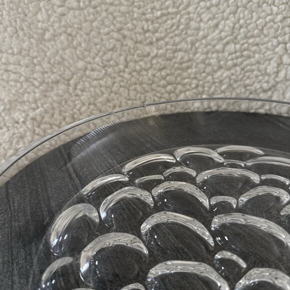 Large Dimpled HOYA Thumbprint Mid-Century Art Glass Crystal Bowl Tray 12.5” - Picture 6 of 7